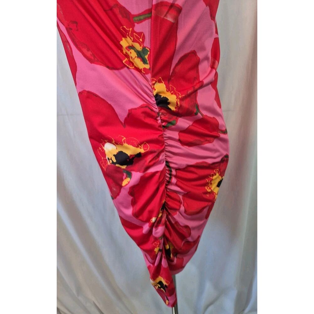 Carolina Herrera Red Floral Long Sleeve Mini Dress Small - Picture 7 of 10